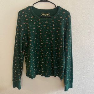 American Eagle waffle floral long sleeve